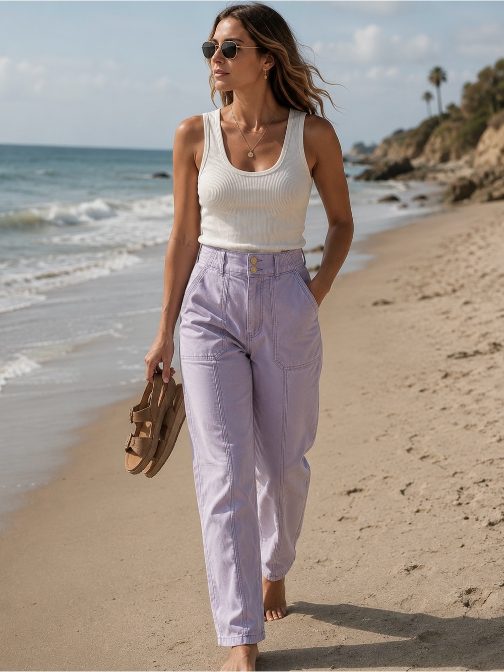 WHBM Lavender Utility Pants - Women #1310